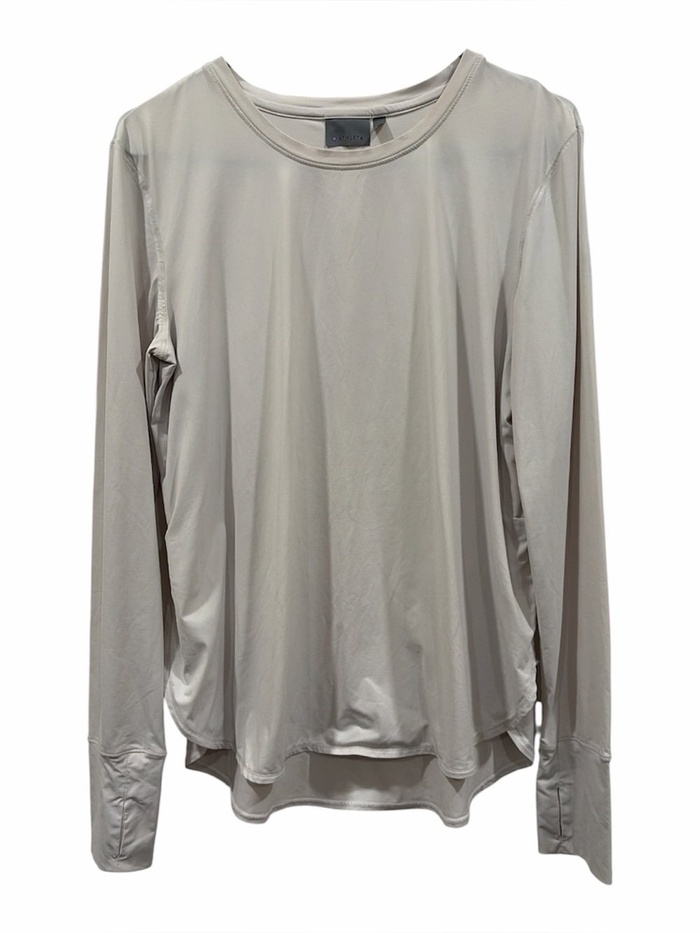 Athleta Light Gray Long Sleeve Crewneck Performance Tee